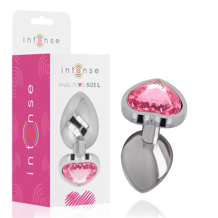 INTENSE - ALUMINUM METAL ANAL PLUG PINK HEART SIZE L - D-235743