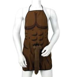DIABLO PICANTE - MUSCULAR APRON WITH 3D PENIS IN BROWN TONE - D-243993