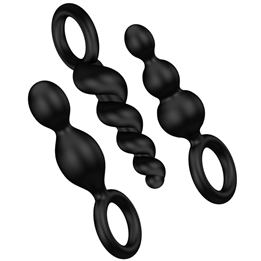 SATISFYER - ANAL PLUGS SET 3 PCS BLACK - D-218452