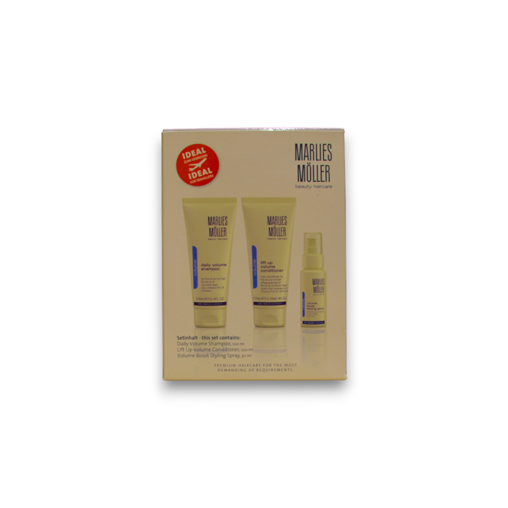 Perfect Volume Set Marlies Moller: Daily Volume, Hair Shampoo, 100 ml + Lift-Up, Hair Conditioner, For Volume, 100 ml + Volume, 