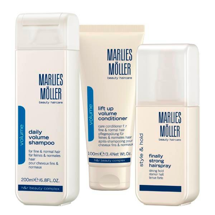 Xmas Set Set Marlies Moller: Lift-Up, Hair Conditioner, For Volume, 100 ml + Finally Strong, Hair Spray, For Styling, Strong Hol
