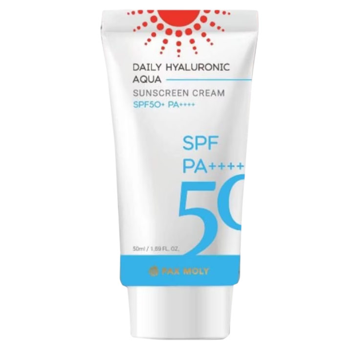 PaxMoly, Daily Hyaluronic Aqua, Hydrating & Protecting, Sunscreen Cream, Face & Body, SPF50+, 50 ml - Teknashop Ltd