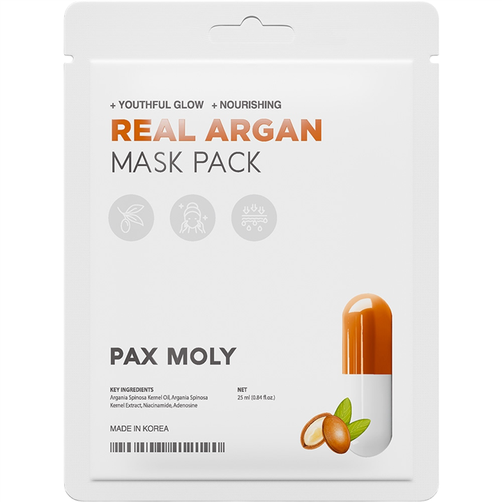 PaxMoly, Real Argan, Hydrating & Moisturising, Sheet Mask, Face, Day & Night, 25 ml - Teknashop Ltd