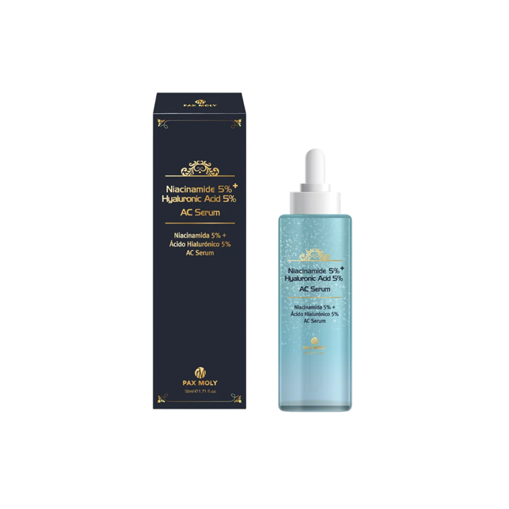 PaxMoly, Ac Serum, Niacinamide 5% + Hyaluronic Acid 5%, Anti-Aging, Day & Night, Serum, For Face, 50 ml - Teknashop Ltd