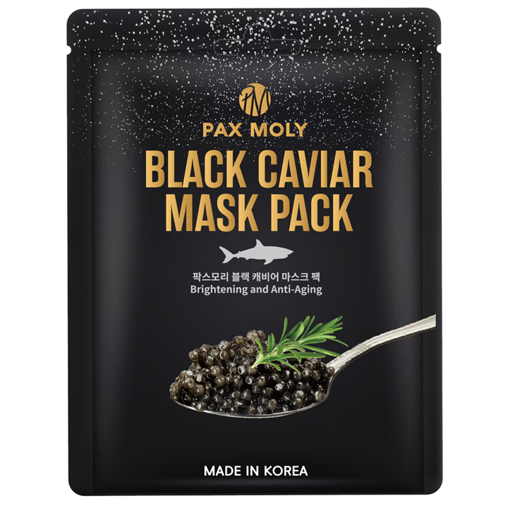 PaxMoly, Black Caviar, Brightening, Hydrating & Anti-Aging, Sheet Mask, Face, 25 ml - Teknashop Ltd