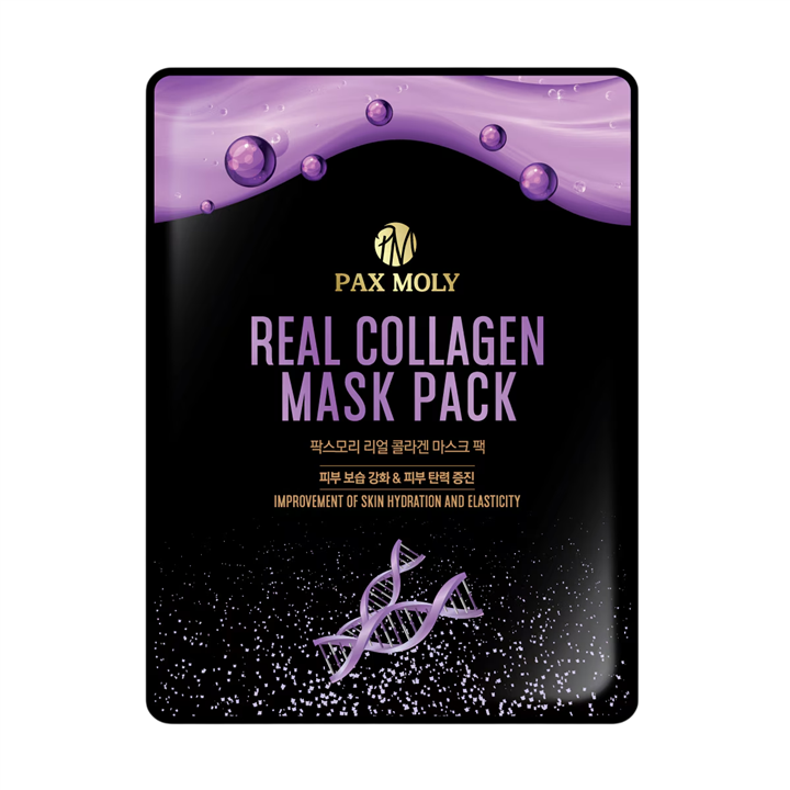 PaxMoly, Real Collagen, Hydration & Elasticity, Sheet Mask, For Face, 25 ml - Teknashop Ltd