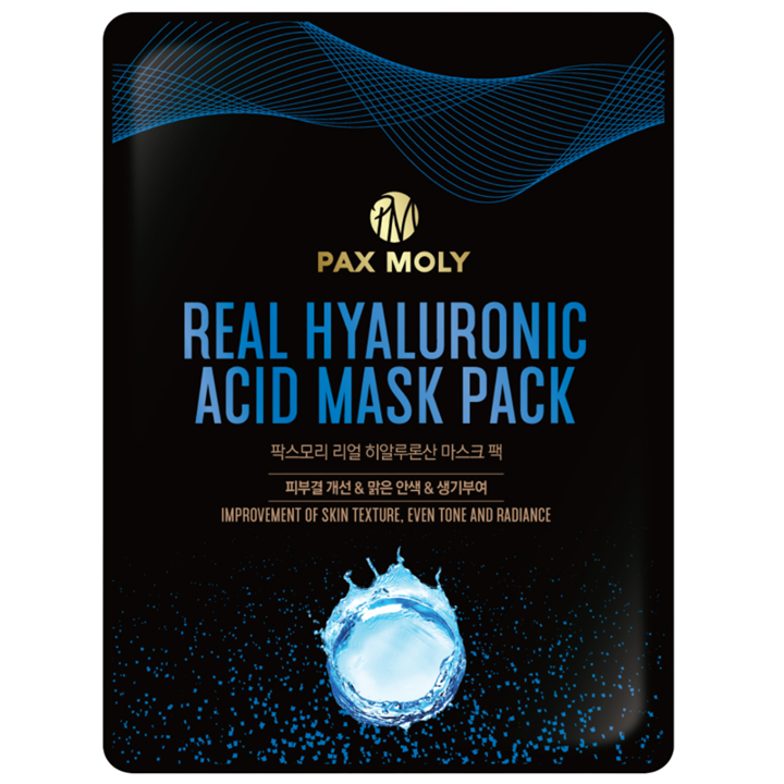 PaxMoly, Real Hyaluronic Acid, Even Tone & Brighten, Sheet Mask, For Face, 25 ml - Teknashop Ltd