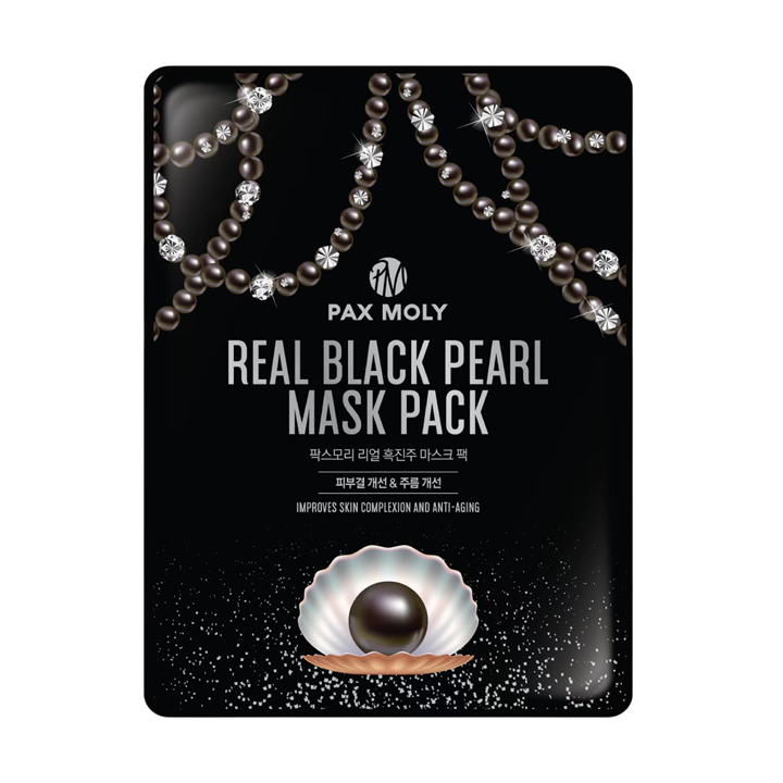 PaxMoly, Real Black Pearl, Anti-Aging, Sheet Mask, For Face, 25 ml - Teknashop Ltd