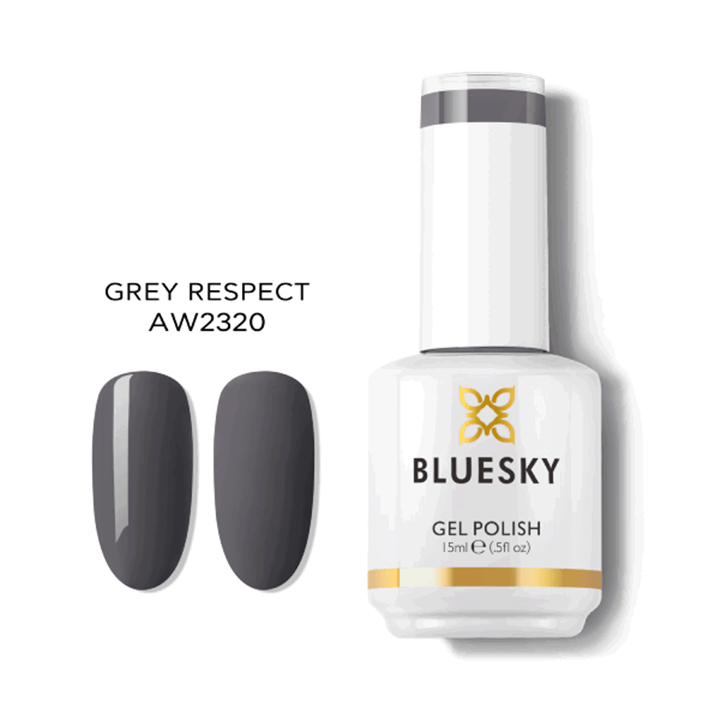 Bluesky, Bluesky, Glossy Shine Finish, Semi-Permanent Nail Polish, Grey Respect, 15 ml
