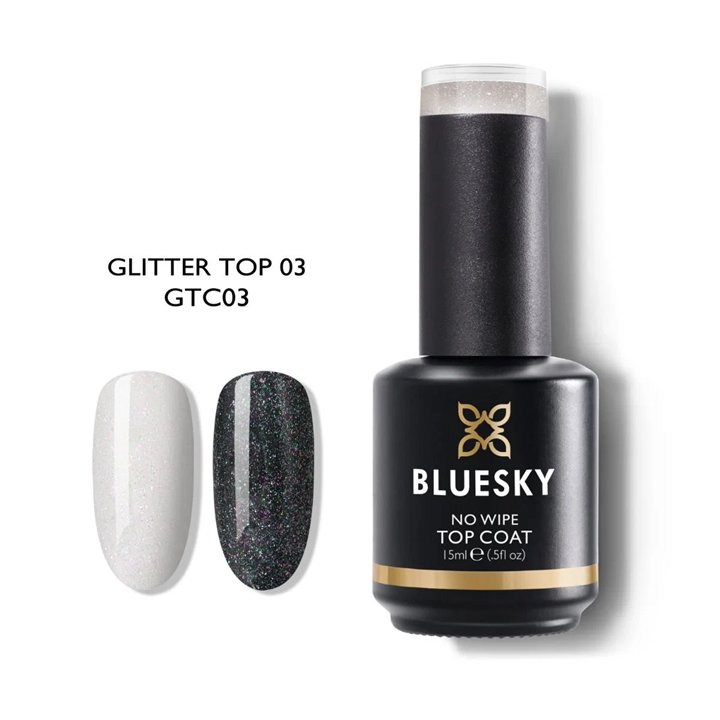 Bluesky, UV Glitter, Top Coat, Nail Polish, 03, 15 ml
