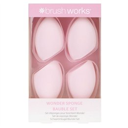 Set, Brushworks, Wonder Sponge Bauble, Makeup Sponge, Pink, 4 pcs