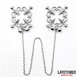 Metal Flower Nipple Clamps with Chain - 8436615001057 - Teknashop Ltd