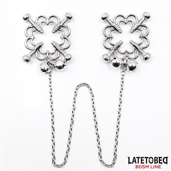 Metal Flower Nipple Clamps with Chain - 8436615001057 - Teknashop Ltd