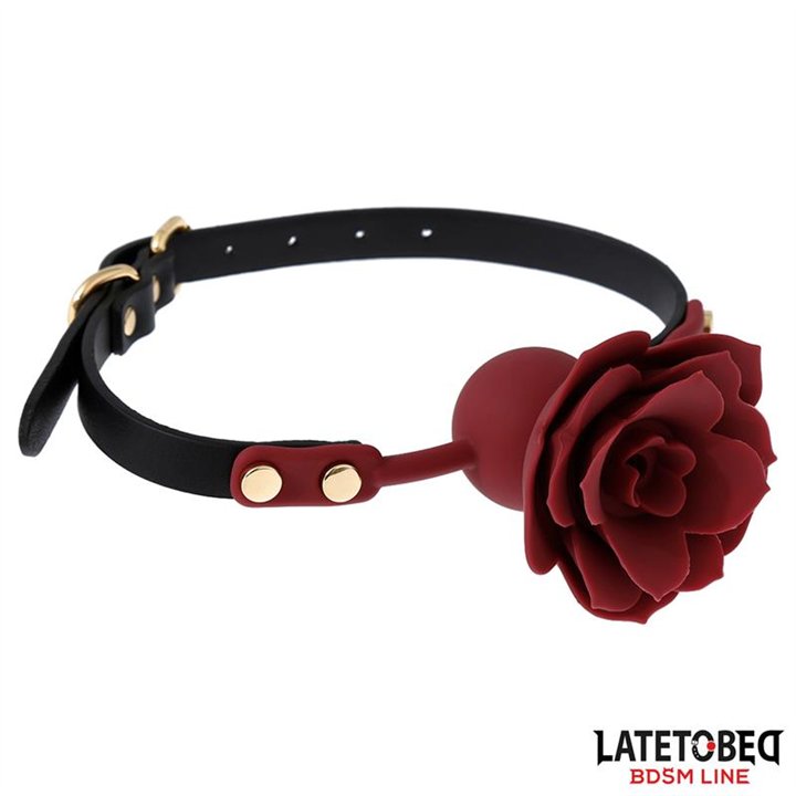 Breathable Silicone Ball Gag with Rose Adjustable 47-56 cm - 8436615000982
