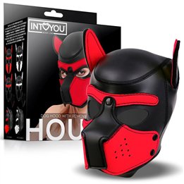 Hound Dog Hound with Removable Muzzle Neoprene Black/Red One Size - IN-790