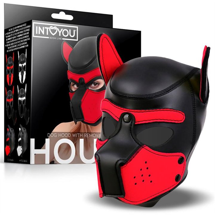 Hound Dog Hound with Removable Muzzle Neoprene Black/Red One Size - IN-790