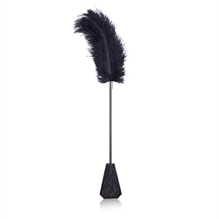 Feather Tickler and Paddle with Lace 2 in 1 56 cm Black - 843658379368 - Teknashop Ltd