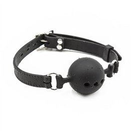 Silicone Breathable Ball Gag Adjustable 4 cm Size S Black - 843658379326 - Teknashop Ltd