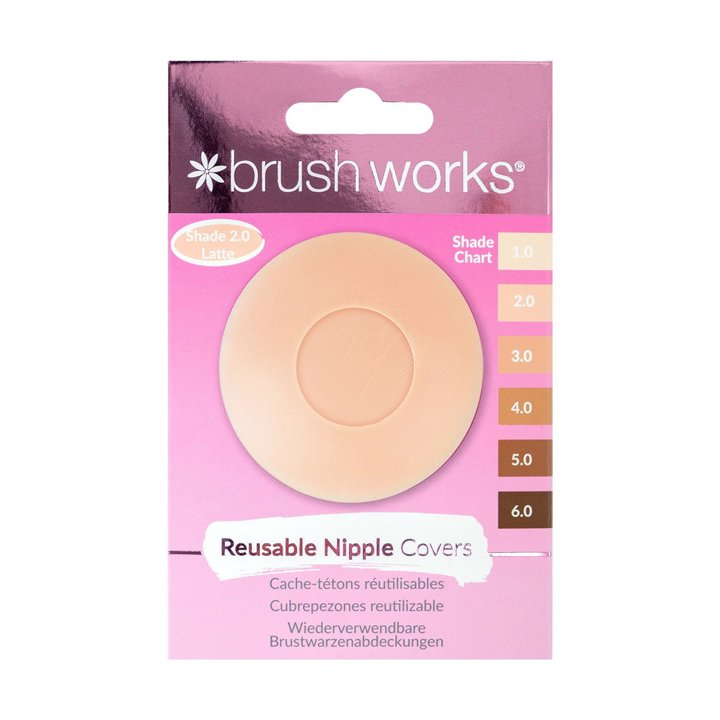 Set, Brushworks, Brushworks, Silicone, Round, Women's Pasties & Nipple Tassels, Latte, 2 pcs