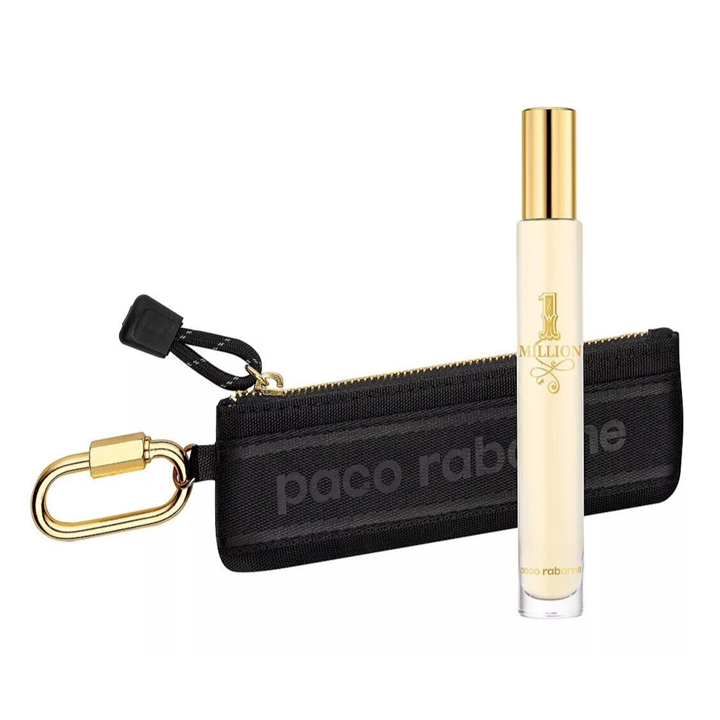 Set Paco Rabanne: 1 Million, Eau De Toilette, For Men, 10 ml + Paco Rabanne, Travel, GWP Textile Pouch, Black - Teknashop Ltd