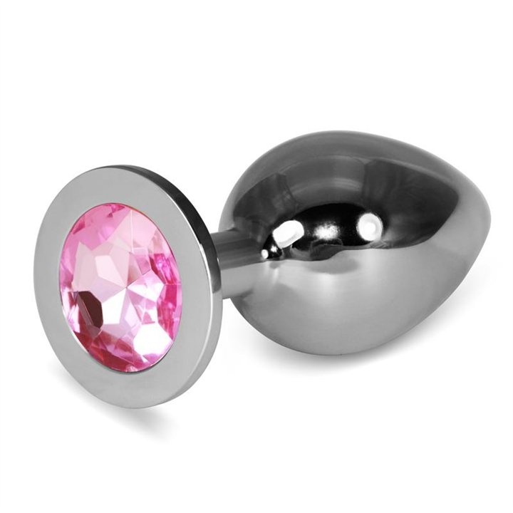 Metal Butt Plug RoseBud Classic with Pink Jewel Size L - LO-RO-SL-P - Teknashop Ltd