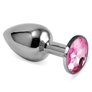 Butt Plug Silver Rosebud Classic with Pink Jewel Size S - LO-RO-SS-P - Teknashop Ltd