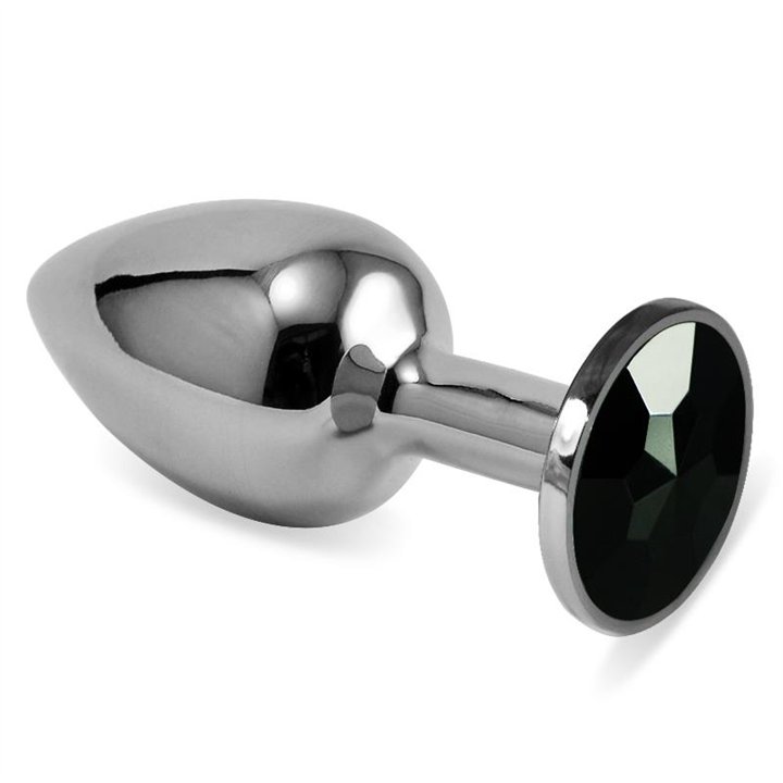 Butt Plug Silver Rosebud Classic with Black Jewel Size S - LO-RO-SS - Teknashop Ltd