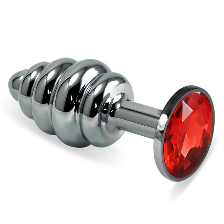 Spiral Butt Plug Rosebud with Red Jewel - LO-RO-SSR-RED - Teknashop Ltd
