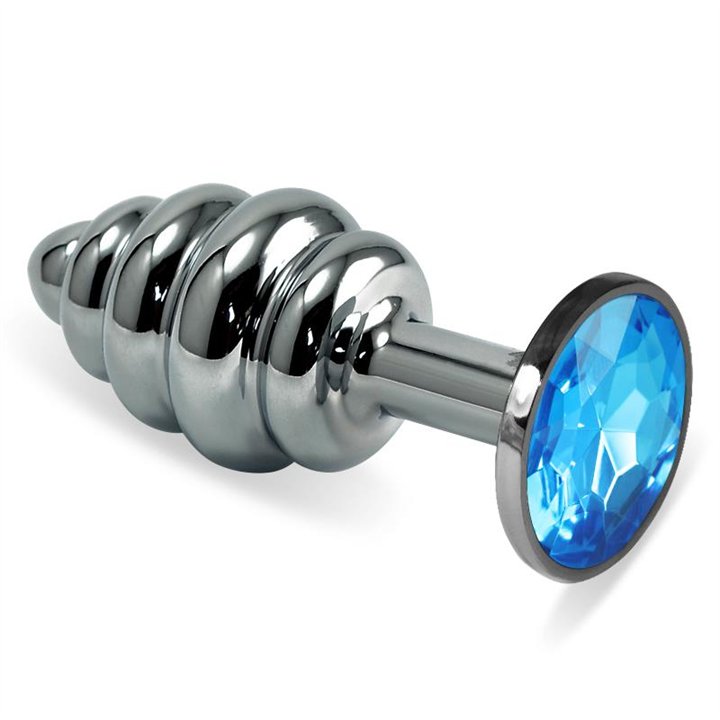 Spiral Butt Plug Rosebud with Blue Jewel - LO-RO-SSR-B - Teknashop Ltd