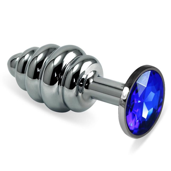 Spiral Butt Plug Rosebud with Darkblue Jewel - LO-RO-SSR-DK - Teknashop Ltd