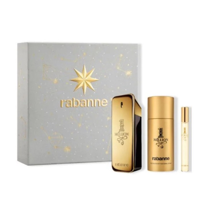 Rabanne 1 Million Eau De Toilette Spray 100ml Set 3 Pieces - man - Teknashop Ltd